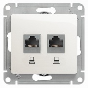 Розетка двойная компьютерная RJ45+RJ45 кат.5E механизм SE Glossa, белый