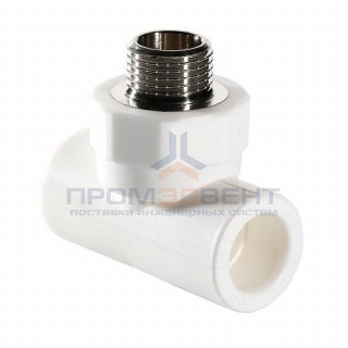 Тройник с переходом на наружную резьбу VALTEC VTp.733 - 20 x 1/2" (для полипропилен.труб, белый)