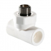 Тройник с переходом на наружную резьбу VALTEC VTp.733 - 20 x 1/2" (для полипропилен.труб, белый)